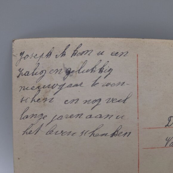 Antique Dutch Happy New Year Postcard 6082/4 Couple Winter Scene Old Ephemera - Picture 5 of 6